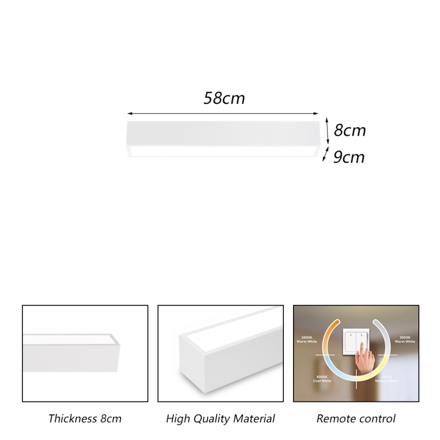 Immax NEO 07257L - Iluminação de teto LED com regulação NEO LITE LUNGO LED/20W/230V 3000-6000K Wi-Fi Tuya branco + comando