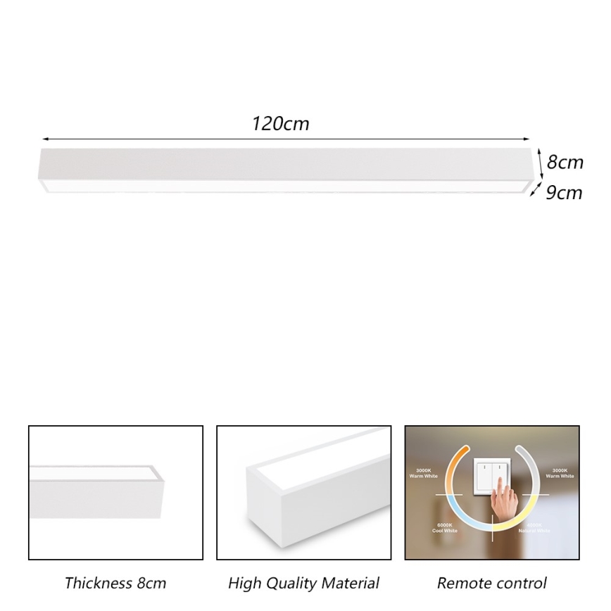 Immax NEO 07259L - Iluminação de teto LED com regulação NEO LITE LUNGO LED/38W/230V 3000-6000K Wi-Fi Tuya branco + comando