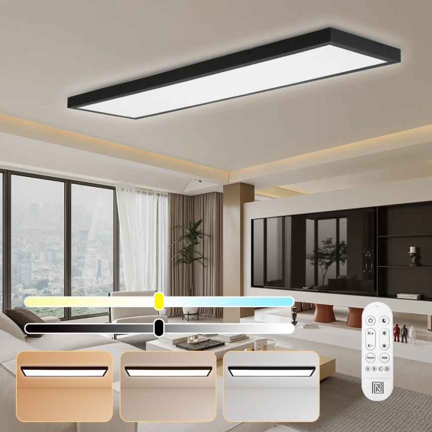 Immax NEO 07278L - Iluminação de teto para casa de banho LED com regulação NEO LITE FRAME LED/50W/230V IP44 Wi-Fi Tuya + comando preto