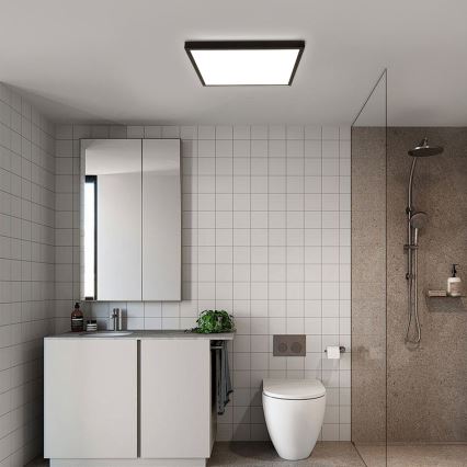 Immax NEO 07279L - Iluminação de teto para casa de banho LED com regulação NEO LITE FRAME LED/50W/230V IP44 Wi-Fi Tuya + comando preto
