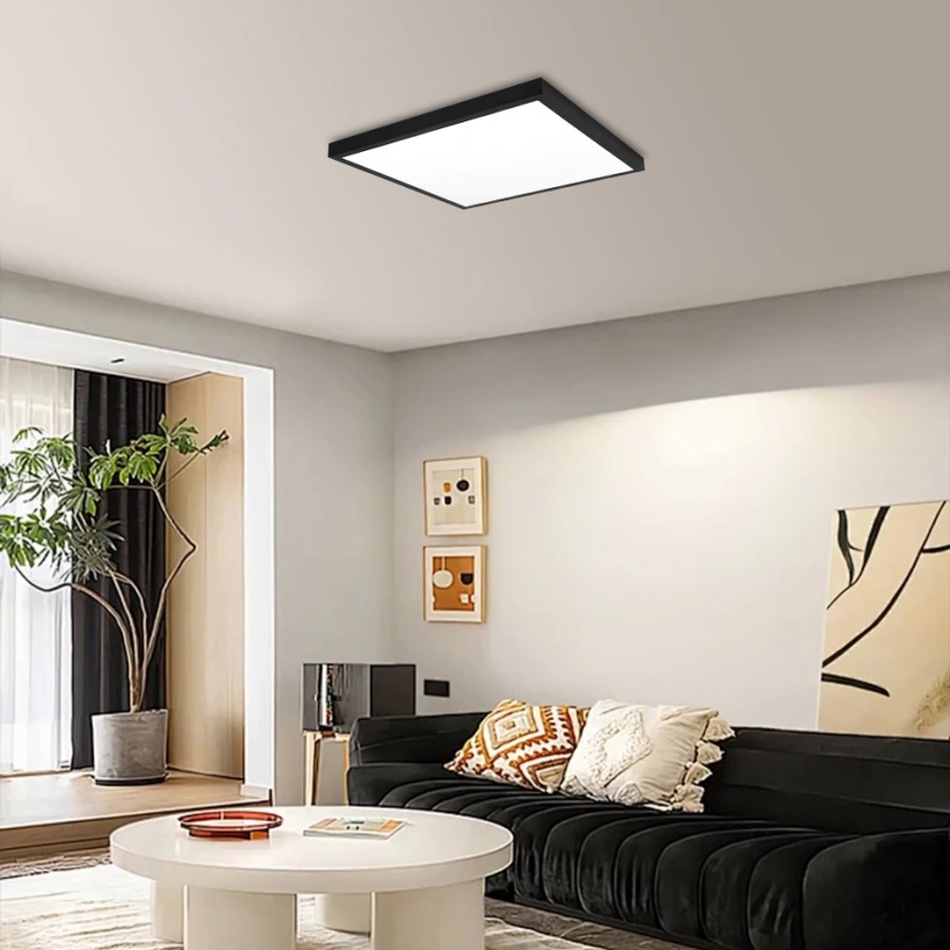 Immax NEO 07279L - Iluminação de teto para casa de banho LED com regulação NEO LITE FRAME LED/50W/230V IP44 Wi-Fi Tuya + comando preto