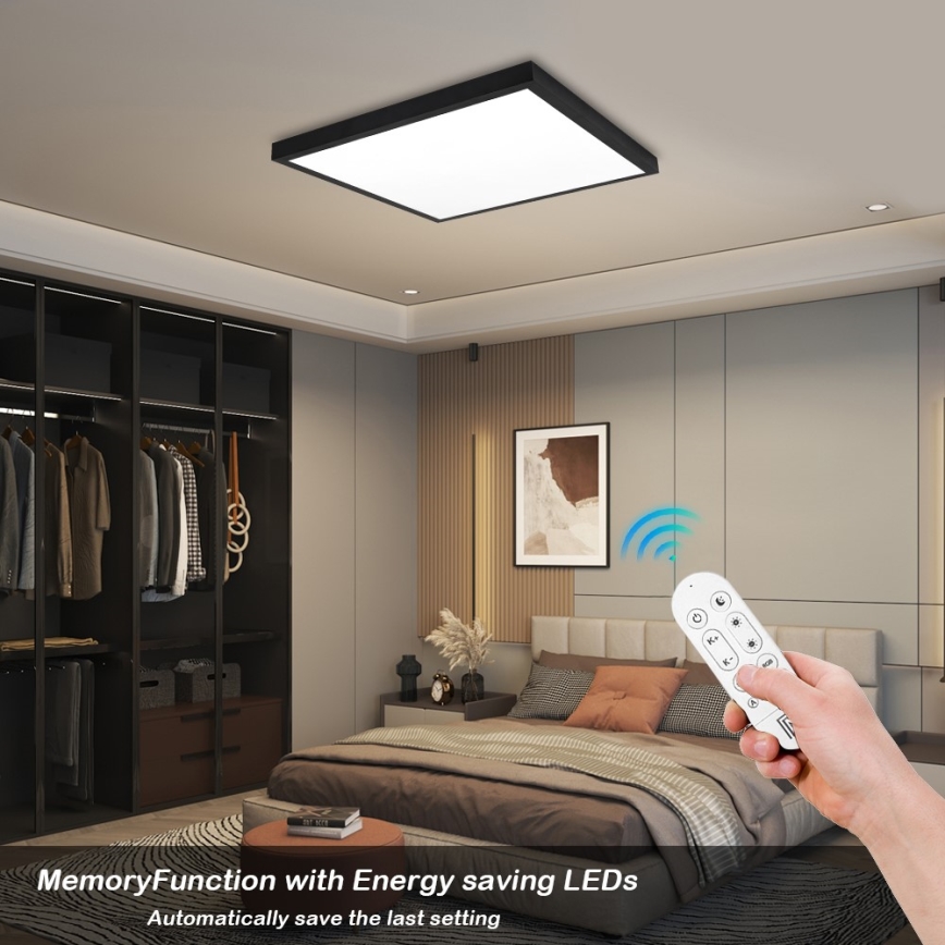 Immax NEO 07279L - Iluminação de teto para casa de banho LED com regulação NEO LITE FRAME LED/50W/230V IP44 Wi-Fi Tuya + comando preto