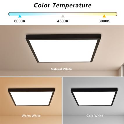 Immax NEO 07279L - Iluminação de teto para casa de banho LED com regulação NEO LITE FRAME LED/50W/230V IP44 Wi-Fi Tuya + comando preto