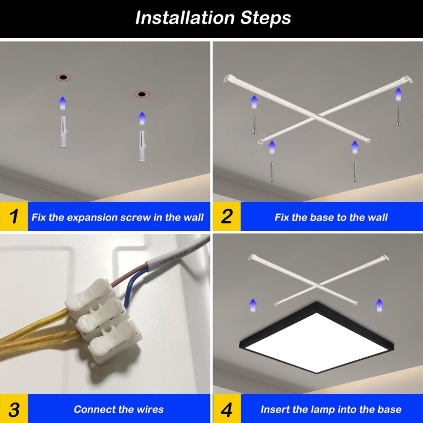 Immax NEO 07279L - Iluminação de teto para casa de banho LED com regulação NEO LITE FRAME LED/50W/230V IP44 Wi-Fi Tuya + comando preto