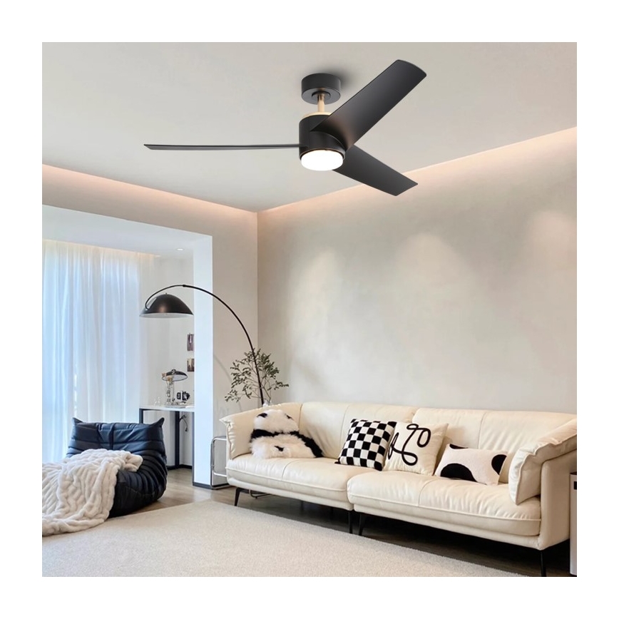 Immax NEO 07280L - Ventoinha de teto LED com regulação BEAUTY LED/18W/230V Wi-Fi Tuya preto + comando