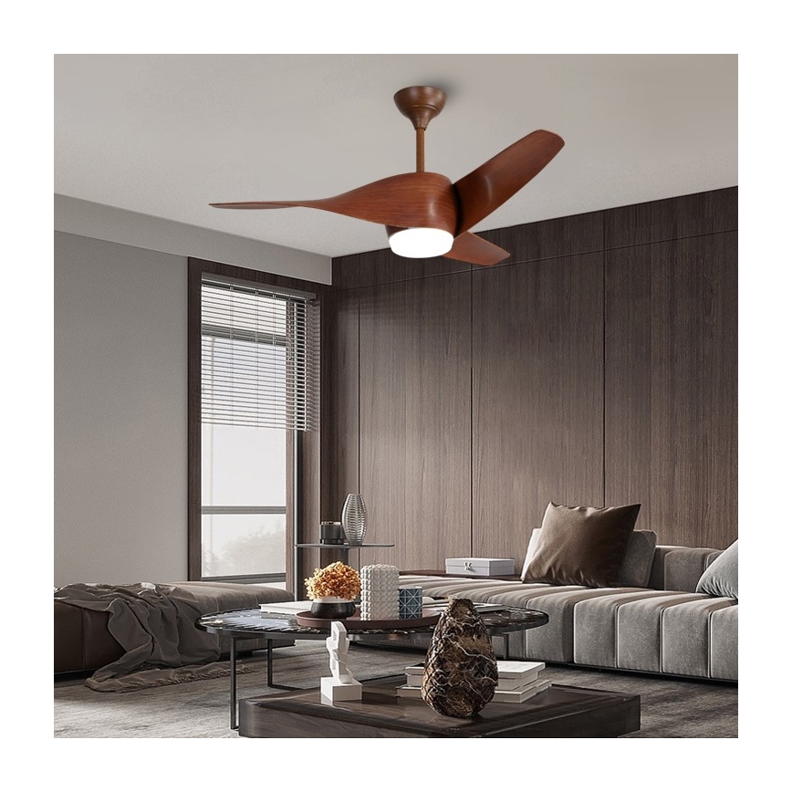 Immax NEO 07286L - Ventoinha de teto LED com regulação WAVE LED/18W/230V Wi-Fi Tuya castanho + comando