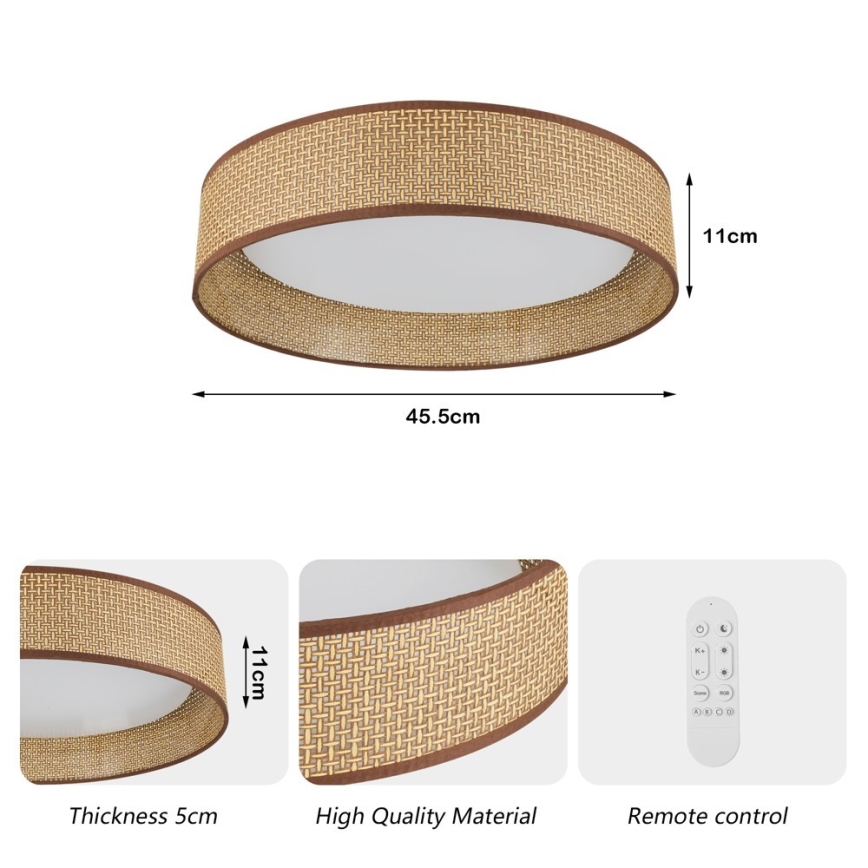 Immax NEO 07288L - Plafon LED+CCT dimerizável LONA LED/36W/230V 3000-6000K Wi-Fi Tuya Ø 45,5 cm + controlo remoto