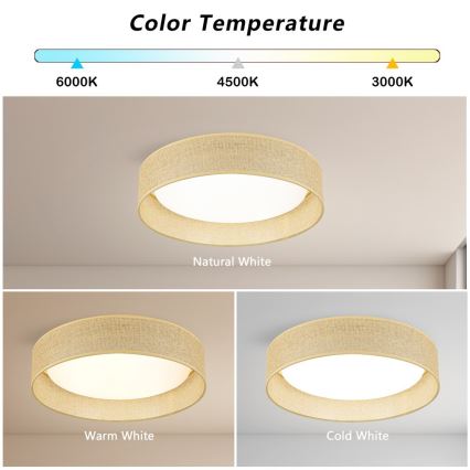Immax NEO 07289L - Candeeiro de teto dimerizável LED com CCT LONA LED 36W/230V 3000–6000K Wi‑Fi Tuya Ø 45,5 cm + comando remoto