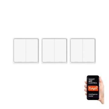 Immax NEO 07507C - CONJUNTO 3x Interruptor de 2 botões SMART 3xCR2430 Zigbee 3.0 Tuya
