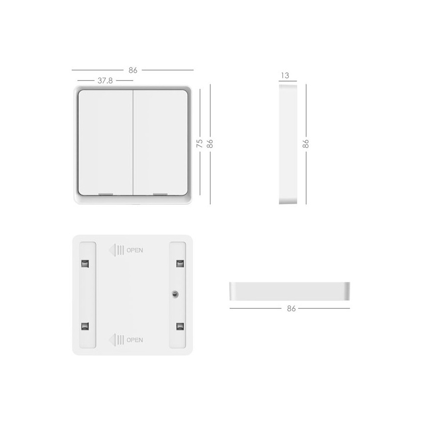Immax NEO 07507L - Interruptor 2-botões SMART 1xCR2430 Zigbee 3.0 Tuya
