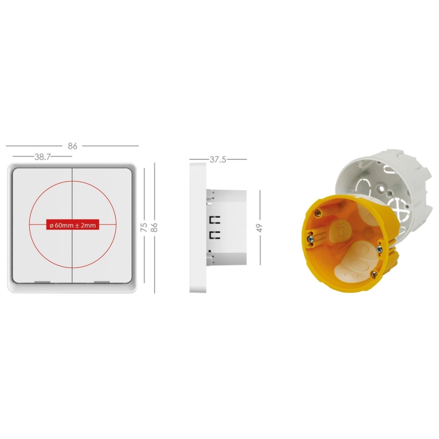 Immax NEO 07513L - 2-interruptores de botão SMART 230V Wi-Fi Tuya