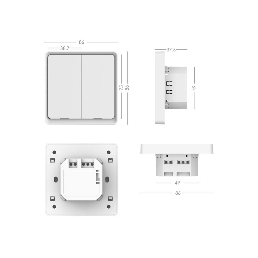 Immax NEO 07513L - 2-interruptores de botão SMART 230V Wi-Fi Tuya