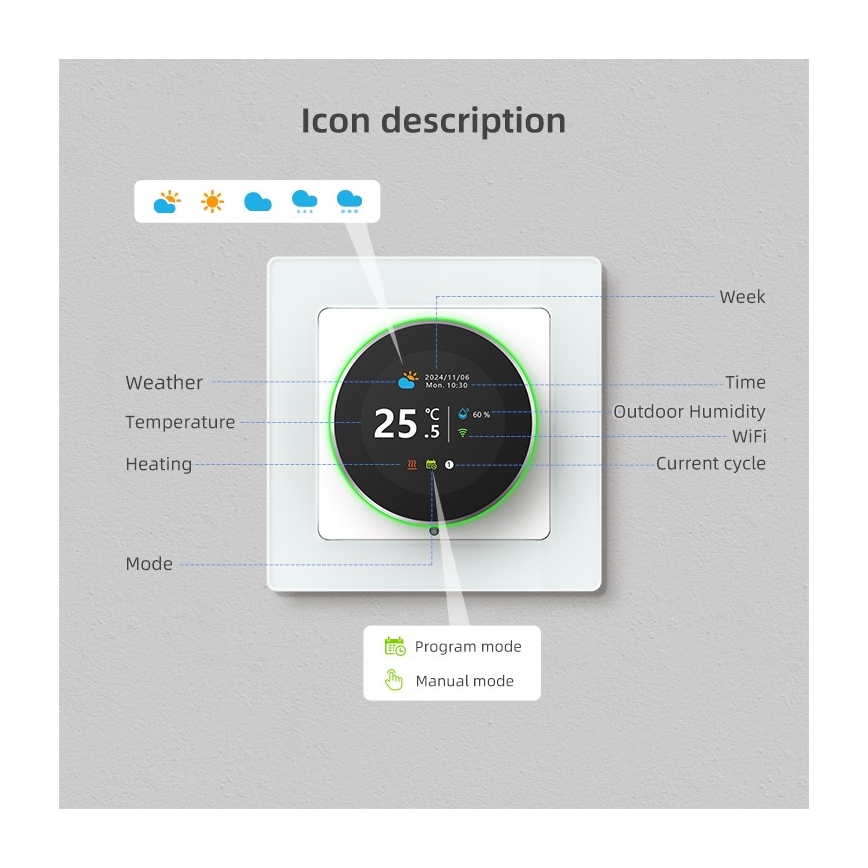 Immax NEO 07534L - Termostato para aquecimento de pavimento SMART 230V/3A Wi-Fi Tuya