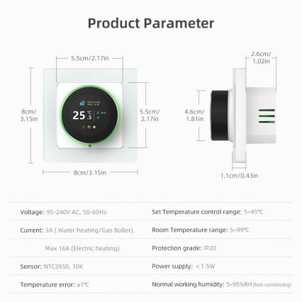 Immax NEO 07534L - Termostato para aquecimento de pavimento SMART 230V/3A Wi-Fi Tuya