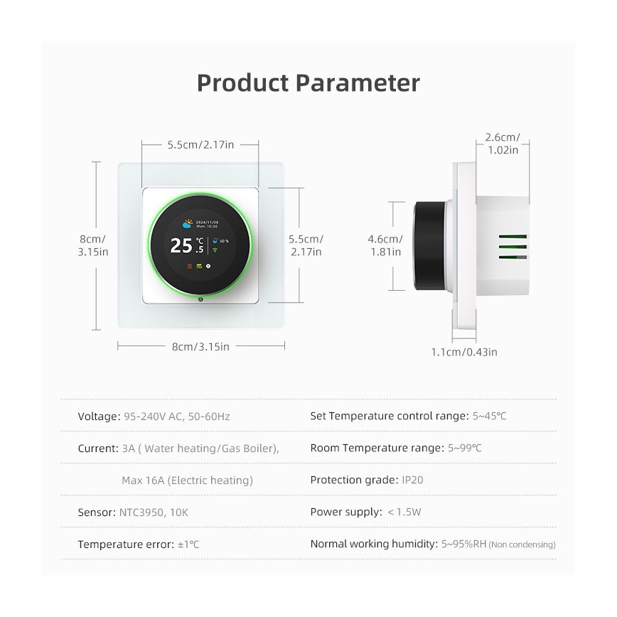 Immax NEO 07534L - Termostato para aquecimento de pavimento SMART 230V/3A Wi-Fi Tuya
