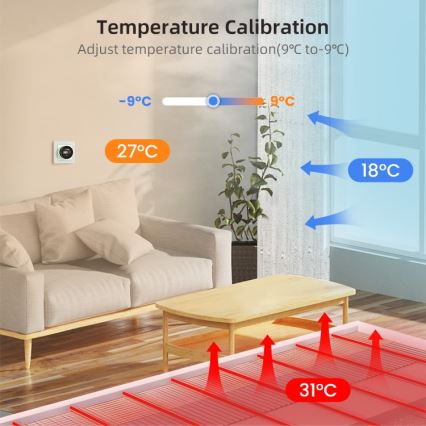 Immax NEO 07535L - Termostato SMART para aquecimento de pavimento elétrico 230V/16A com Wi-Fi Tuya