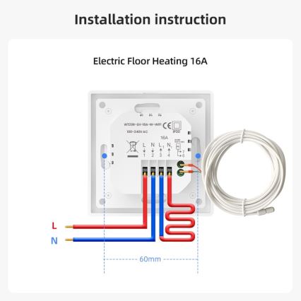 Immax NEO 07535L - Termostato SMART para aquecimento de pavimento elétrico 230V/16A com Wi-Fi Tuya