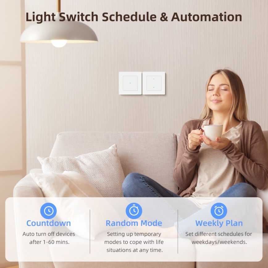 Immax NEO 07538L - Interruptor SMART de 1 botão 230V Wi-Fi Tuya