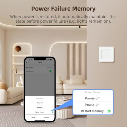 Immax NEO 07539L - Interruptor inteligente de 2 botões 230V Wi‑Fi Tuya