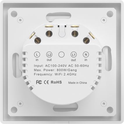 Immax NEO 07539L - Interruptor inteligente de 2 botões 230V Wi‑Fi Tuya