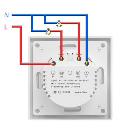 Immax NEO 07539L - Interruptor inteligente de 2 botões 230V Wi‑Fi Tuya