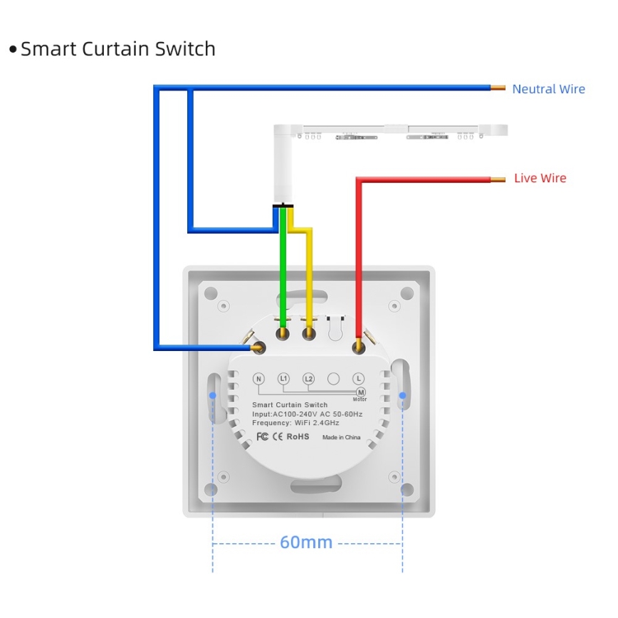 Immax NEO 07540L - Interruptor inteligente para o controlo de venezianas e estores 230V Wi-Fi Tuya