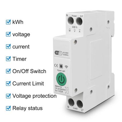 Immax NEO 07574L - Disjuntor inteligente monofásico 1-63A Wi-Fi Tuya