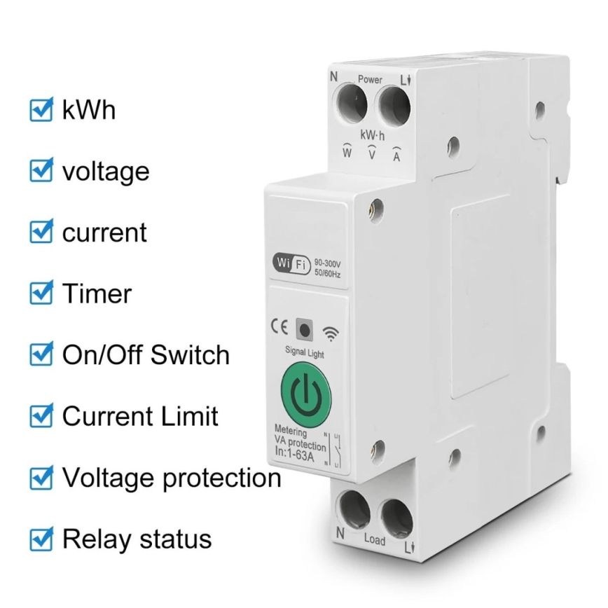 Immax NEO 07574L - Disjuntor inteligente monofásico 1-63A Wi-Fi Tuya