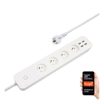 Immax NEO 07707L - Cabo de extensão NEO LITE Smart 4AC + 4USB Wi-Fi Tuya 1,5m