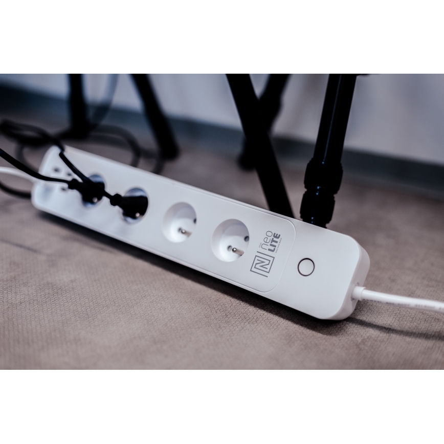 Immax NEO 07707L - Cabo de extensão NEO LITE Smart 4AC + 4USB Wi-Fi Tuya 1,5m