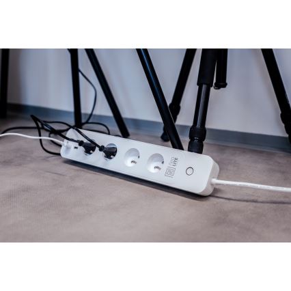 Immax NEO 07707L - Cabo de extensão NEO LITE Smart 4AC + 4USB Wi-Fi Tuya 1,5m