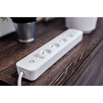 Immax NEO 07707L - Cabo de extensão NEO LITE Smart 4AC + 4USB Wi-Fi Tuya 1,5m