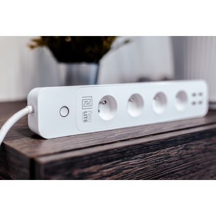 Immax NEO 07707L - Cabo de extensão NEO LITE Smart 4AC + 4USB Wi-Fi Tuya 1,5m