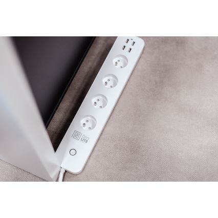 Immax NEO 07707L - Cabo de extensão NEO LITE Smart 4AC + 4USB Wi-Fi Tuya 1,5m