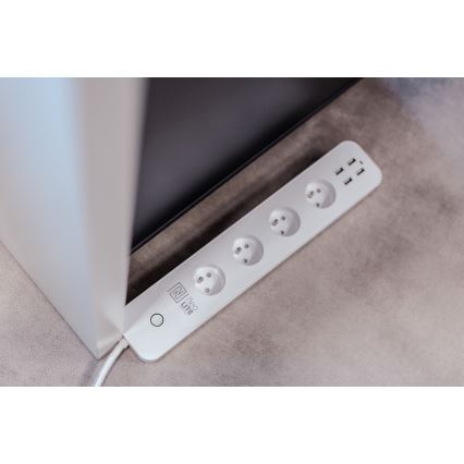 Immax NEO 07707L - Cabo de extensão NEO LITE Smart 4AC + 4USB Wi-Fi Tuya 1,5m