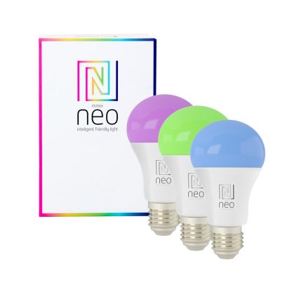 Immax NEO 07712CDO - CONJUNTO 3x LED RGB+CCT Lâmpada com regulação E27/9W/230V Wi-Fi Tuya + controlo remoto