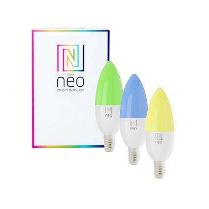 Immax NEO 07716CDO - CONJUNTO 3x LED RGB+CCT Lâmpada com regulação E14/6W/230V Wi-Fi Tuya + controlo remoto