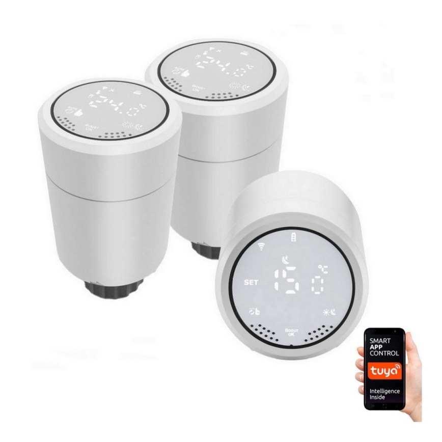 Immax NEO 07732A - CONJUNTO 3x Cabeça termostática 2xAA/3V Tuya