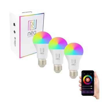 Immax NEO 07743C - CONJUNTO 3x LED RGB+CCT Lâmpada com regulação E27/11W/230V 2700-6500K Tuya