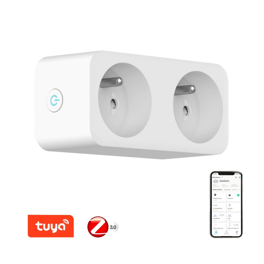 Immax NEO 07752L - Tomada divisória inteligente 2x16A/230V Tuya