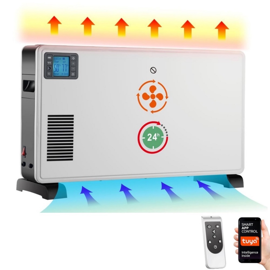 Immax NEO 07760L - Aquecedor para convector elétrico 1000/1300/2300W LCD/timer/TURBO/termostato Wi-Fi Tuya + CR