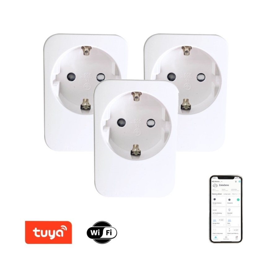 Immax NEO 07761C - CONJUNTO 3x Ficha inteligente NEO LITE 3680W/230V/16A Wi-Fi Tuya