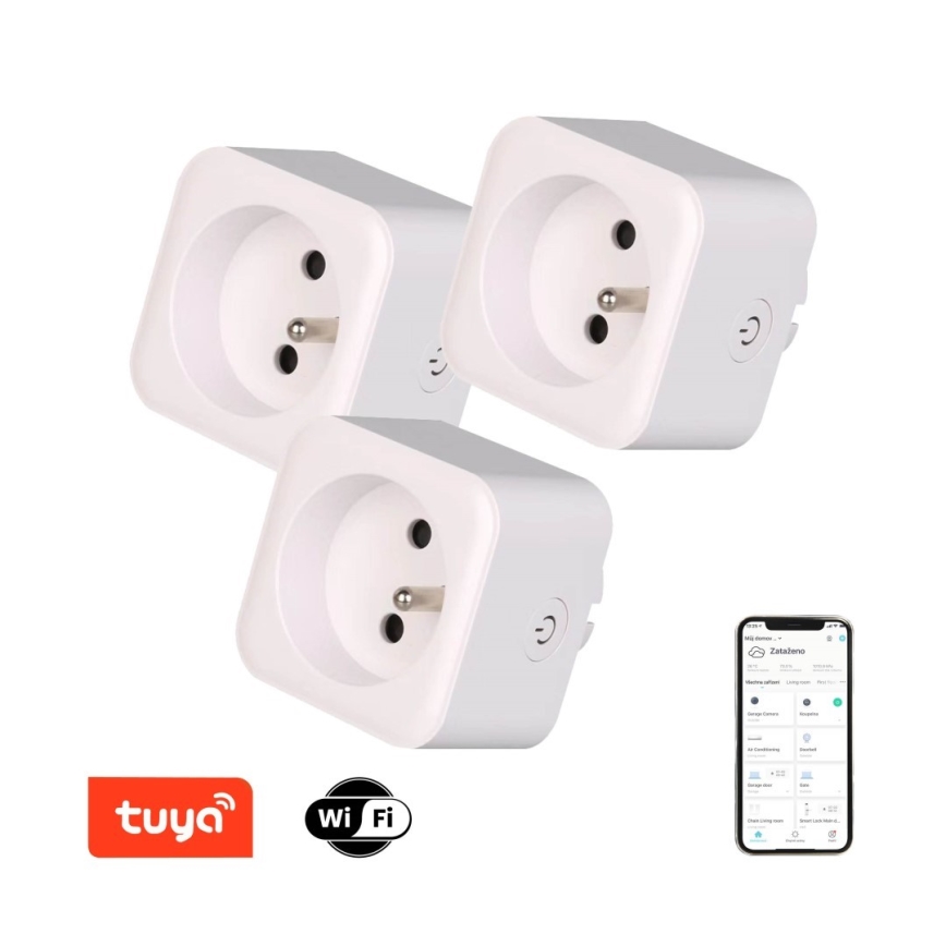 Immax NEO 07762C - CONJUNTO 3x Tomada inteligente NEO LITE 3680W/230V/16A Wi-Fi Tuya