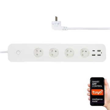 Immax NEO 07771L- Cabo de extensão NEO LITE Smart 4AC+3xUSB+1xUSB C Wi-Fi Tuya