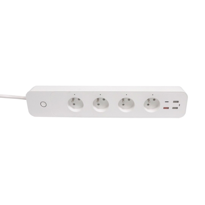 Immax NEO 07771L- Cabo de extensão NEO LITE Smart 4AC+3xUSB+1xUSB C Wi-Fi Tuya