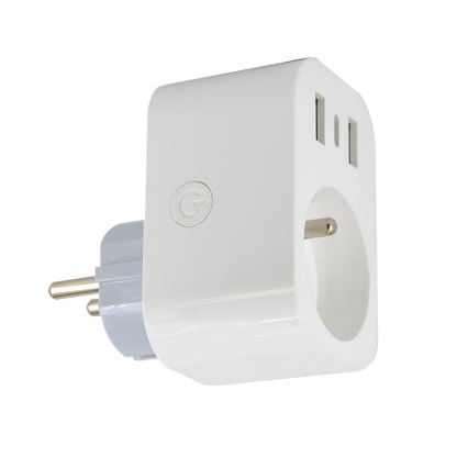 Immax NEO 07772L - Tomada inteligente splitter 16A/230V + 2xUSB+1xUSB C Wi-Fi Tuya