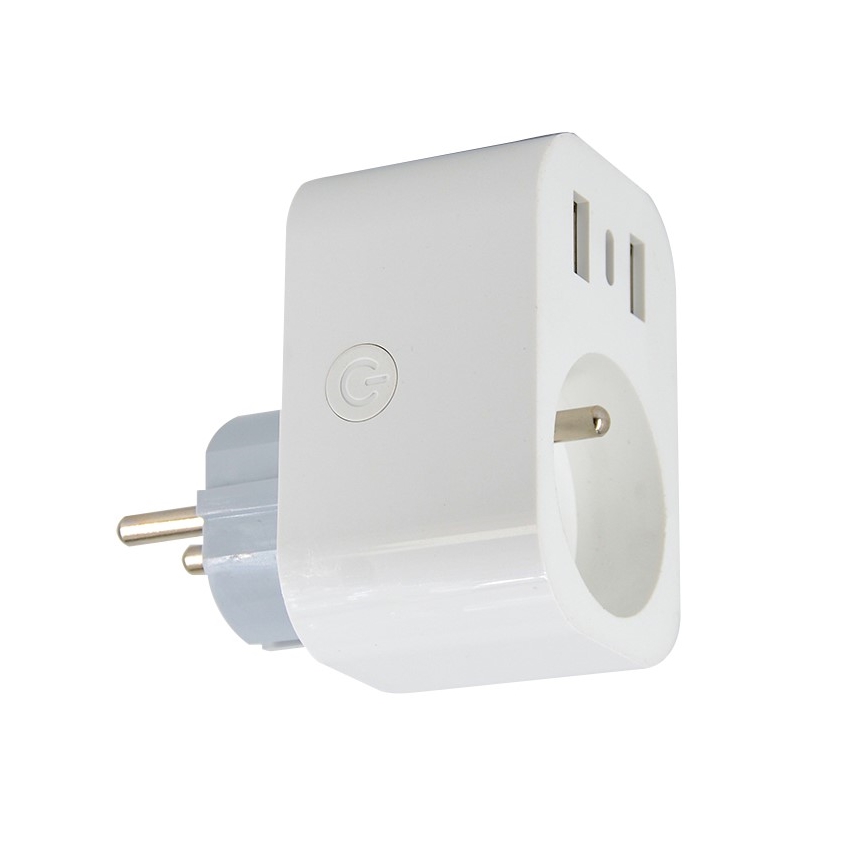 Immax NEO 07772L - Tomada inteligente splitter 16A/230V + 2xUSB+1xUSB C Wi-Fi Tuya