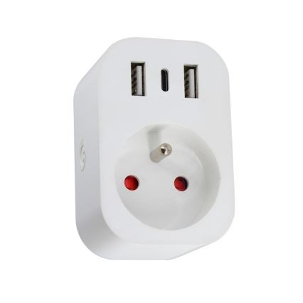 Immax NEO 07772L - Tomada inteligente splitter 16A/230V + 2xUSB+1xUSB C Wi-Fi Tuya