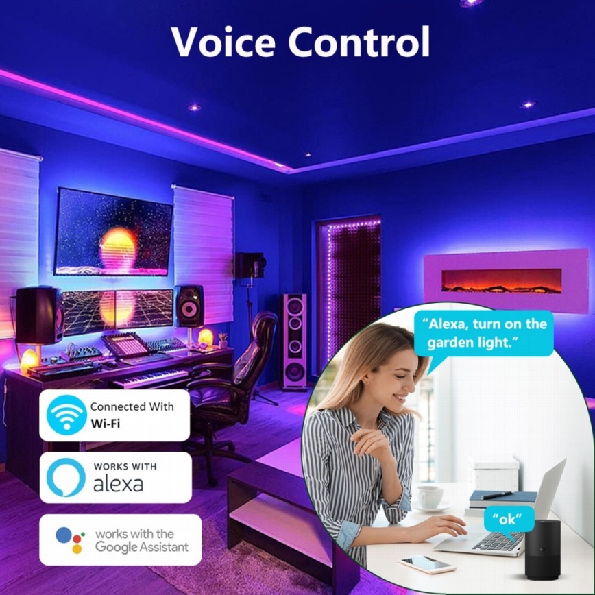 Immax NEO 07776L - Candeeiro de chão LED RGB com regulação AMBIENTE LED/12W/230V Wi-Fi Tuya + comando