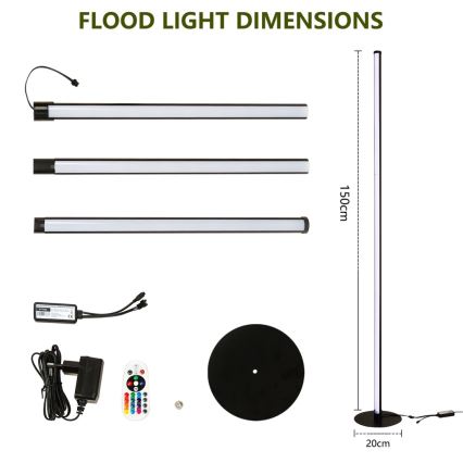 Immax NEO 07776L - Candeeiro de chão LED RGB com regulação AMBIENTE LED/12W/230V Wi-Fi Tuya + comando